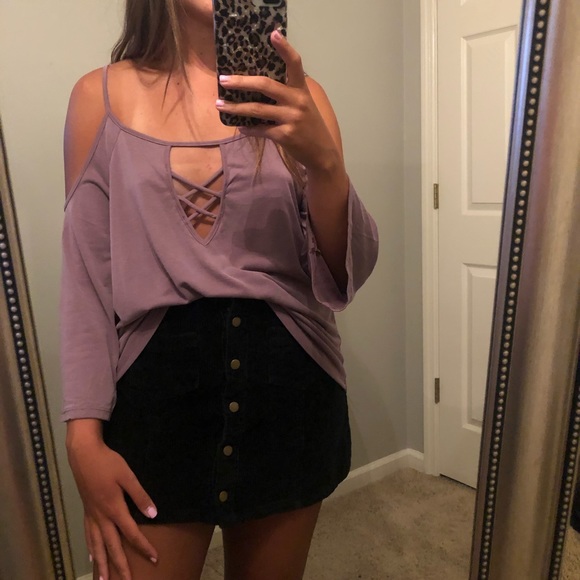 purple off shoulder top - Picture 1 of 4